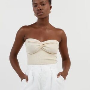 DISSH Anika Twisted Cream Knit Tube Top